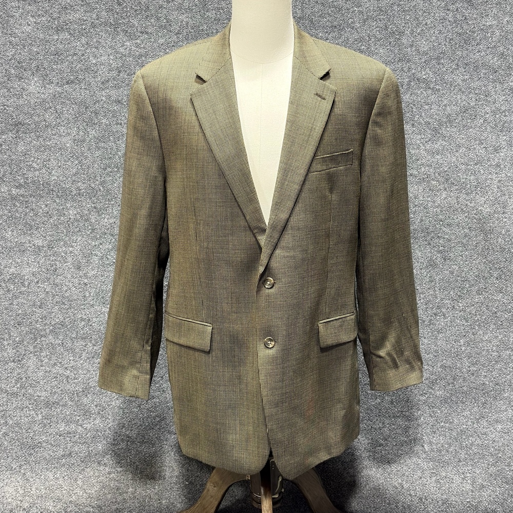Chaps Blazer Mens 44 Brown Wool Tweed Check Sport Coat Jacket Lined Classic